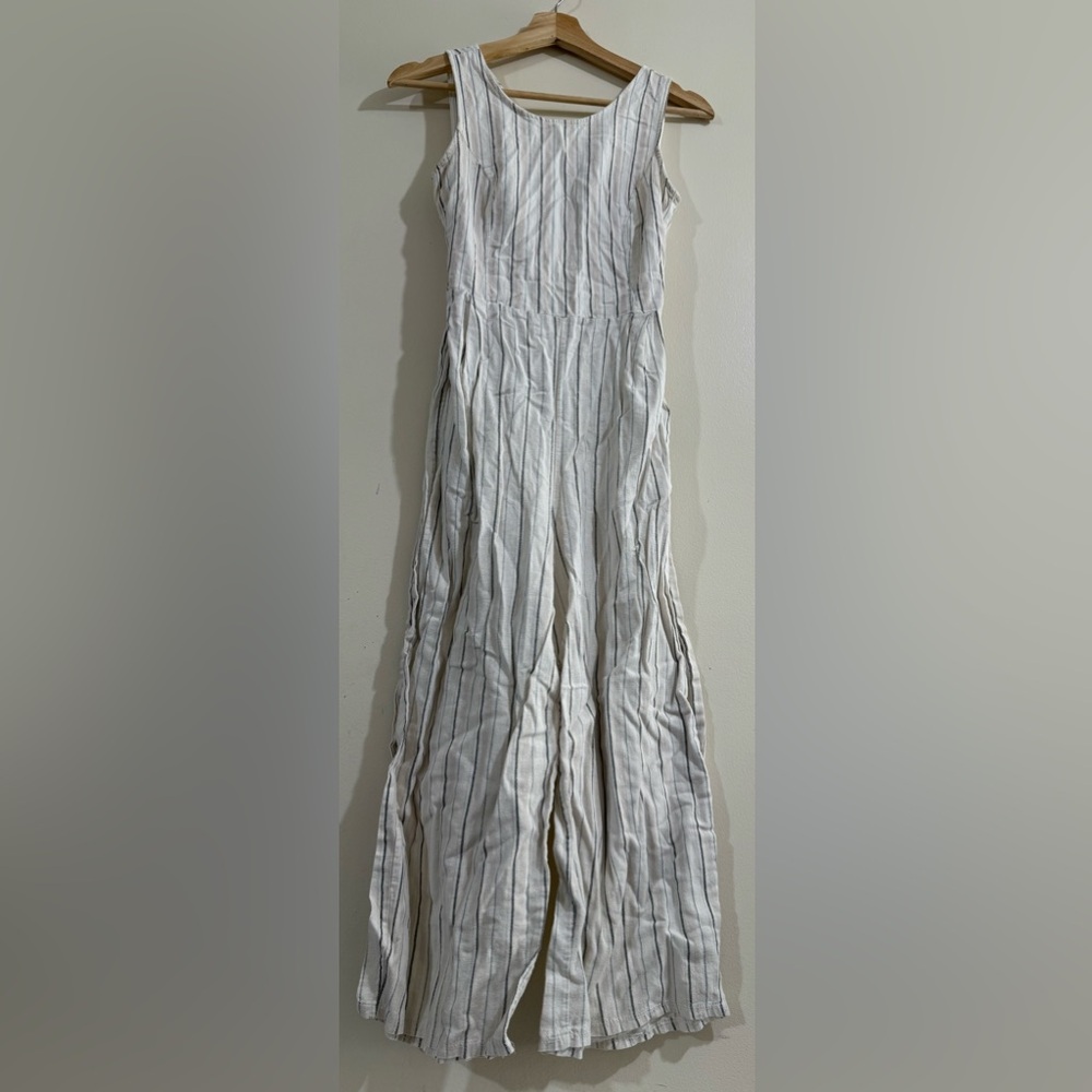 Potter's Pot White Striped Wide-Leg Jumpsuit